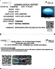 4.00/CT Natural Turquoise With Govt. Lab Certificate-1221